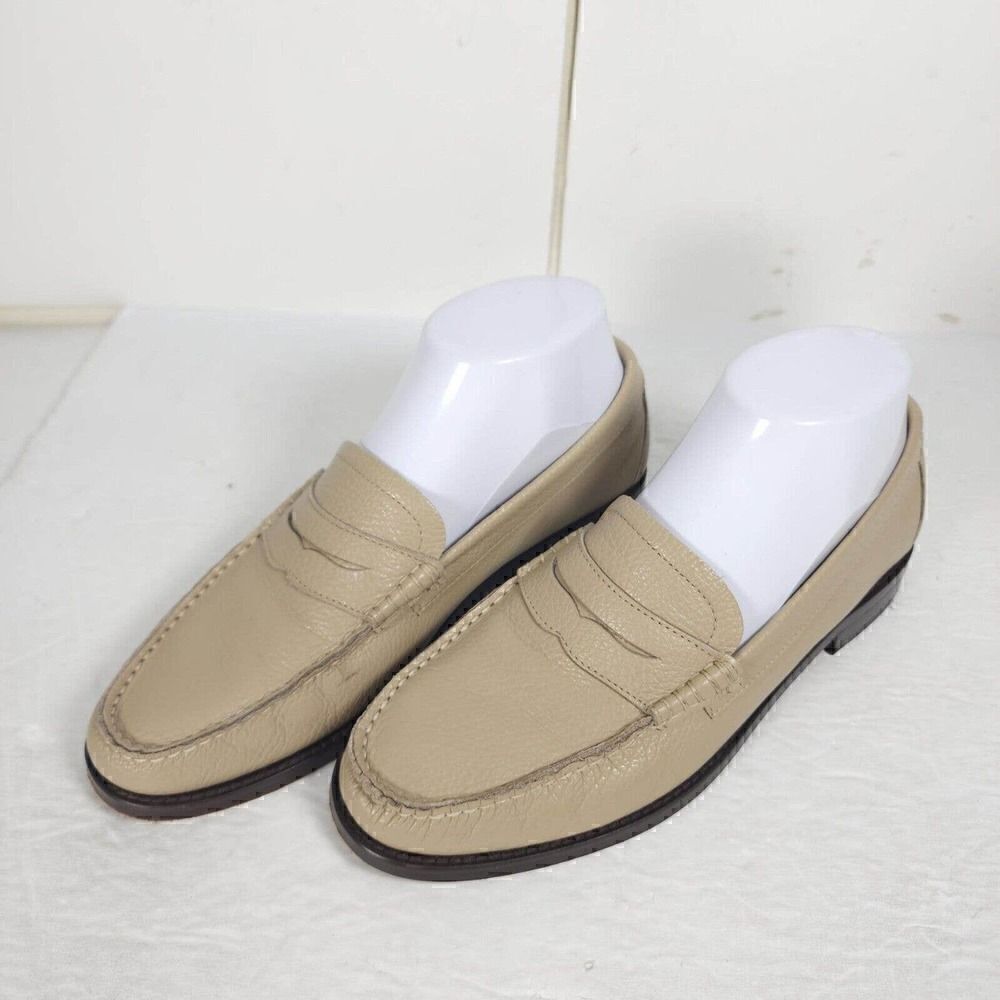 L'idea by Lori Women's US6,5-7 EU37,5 Beige Leather Slip-on Flats Loafers Shoes